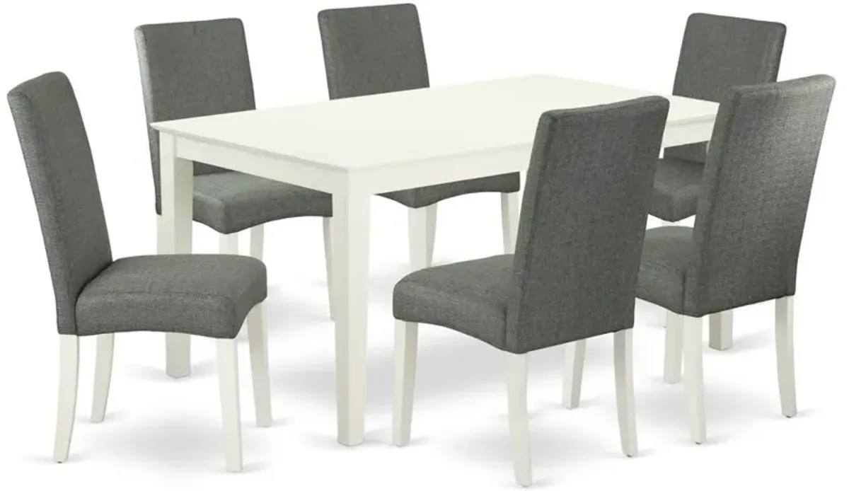 Dining Room Set Linen White, CADR7-LWH-07