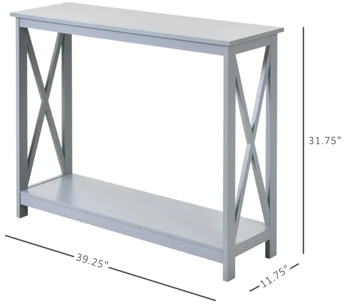 Grey Modern Hallway: 2-Tier Console Table with Storage Shelf