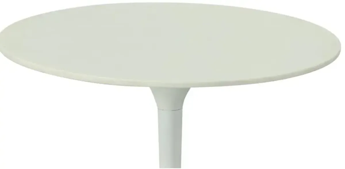 Carolina Living Enzo 30 Round Marble Top Dining Table - White Top - White Base