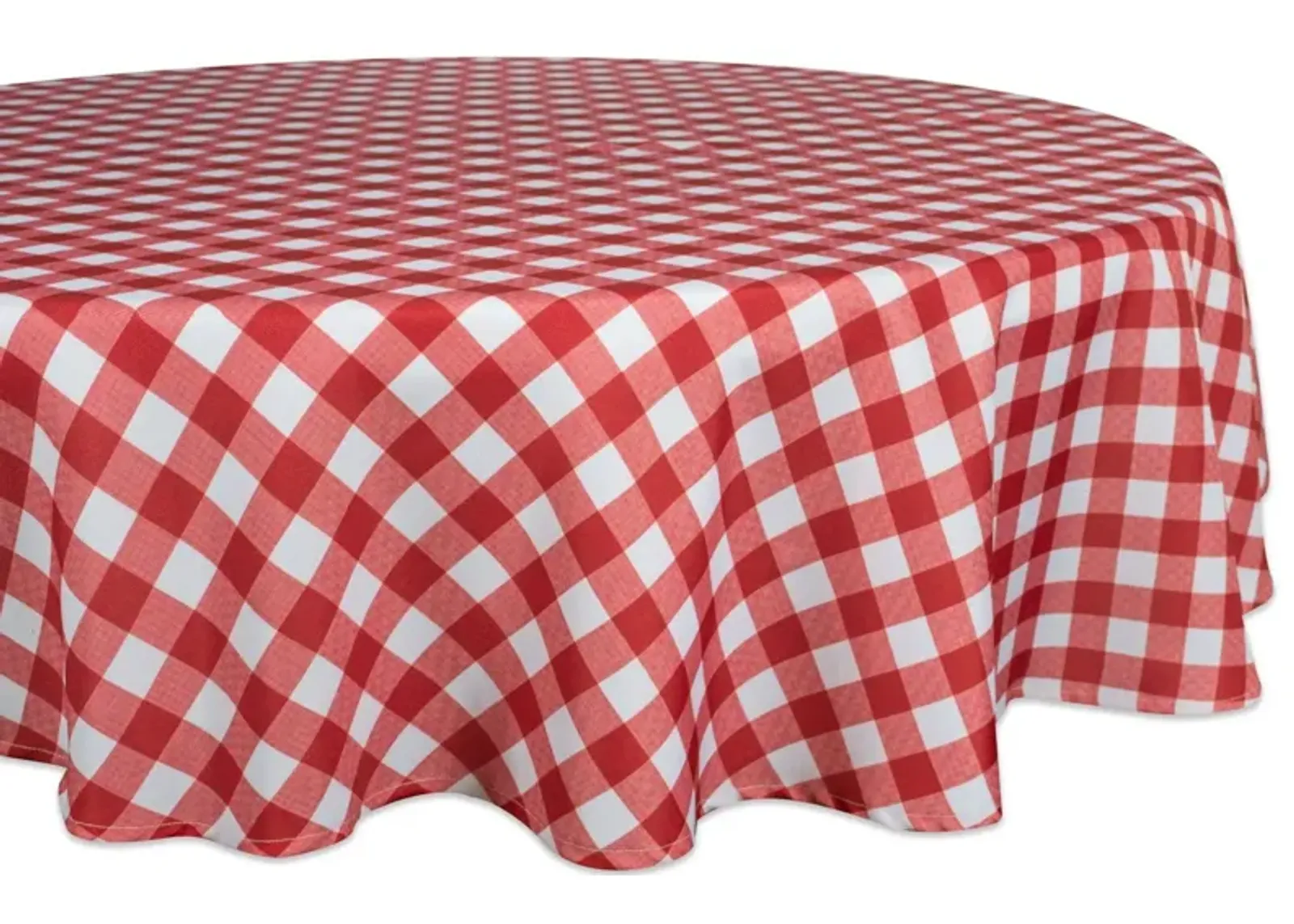 60" Red and White Plaid Round Outdoor Tablecloth