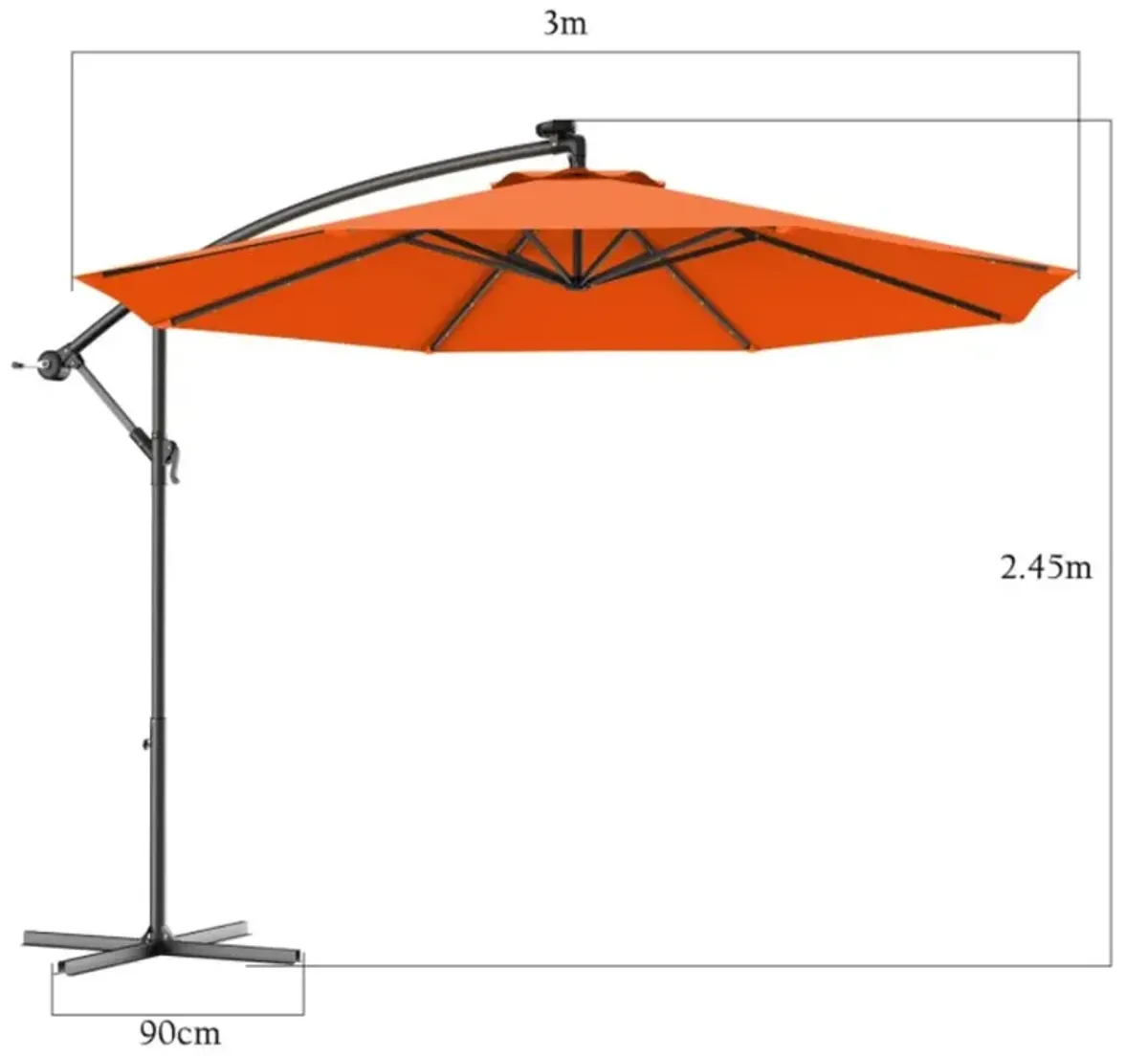 Hivvago 10 Feet Patio Umbrella with Crank and Solar LED Lights