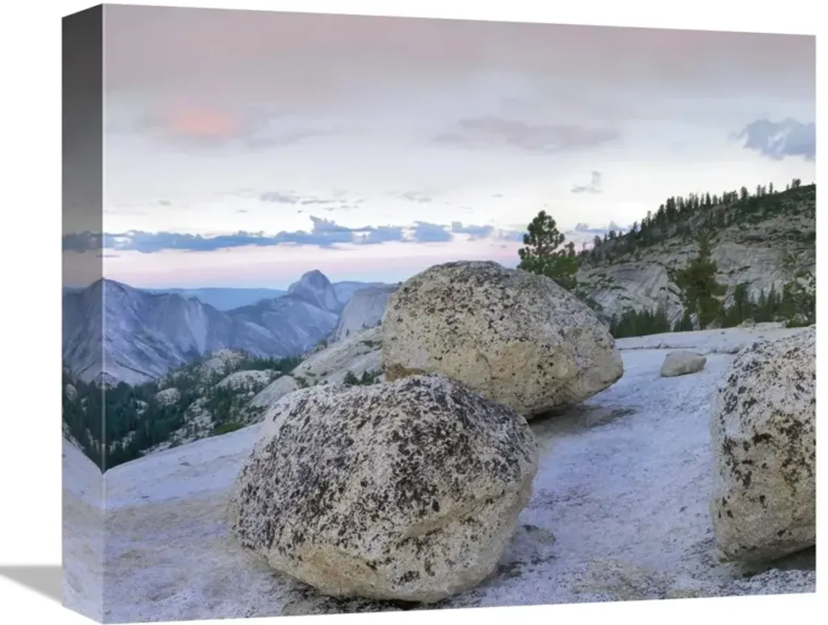 Granite boulders and Half Dome at Olmsted Point, Yosemite National Park, California-Canvas Art-16x13.28