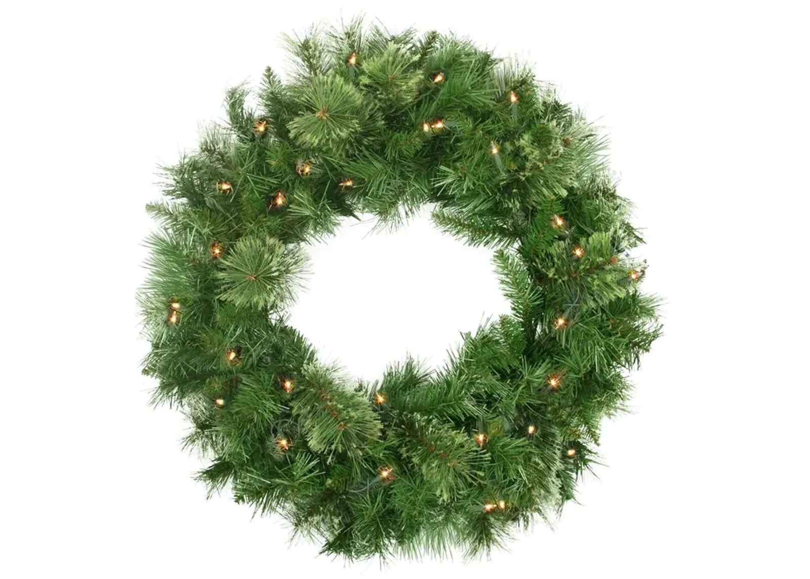 Pre-Lit Mixed Cashmere Pine Artificial Christmas Wreath - 24-Inch  Clear Lights