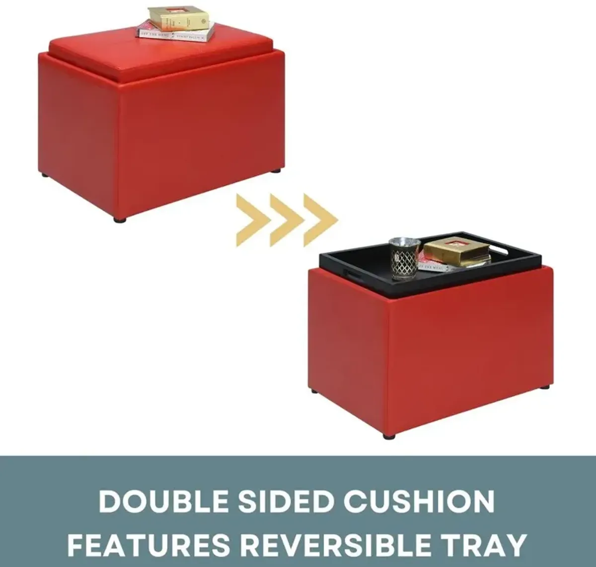 Convience Concept, Inc. Accent Storage Ottoman with Reversible Tray