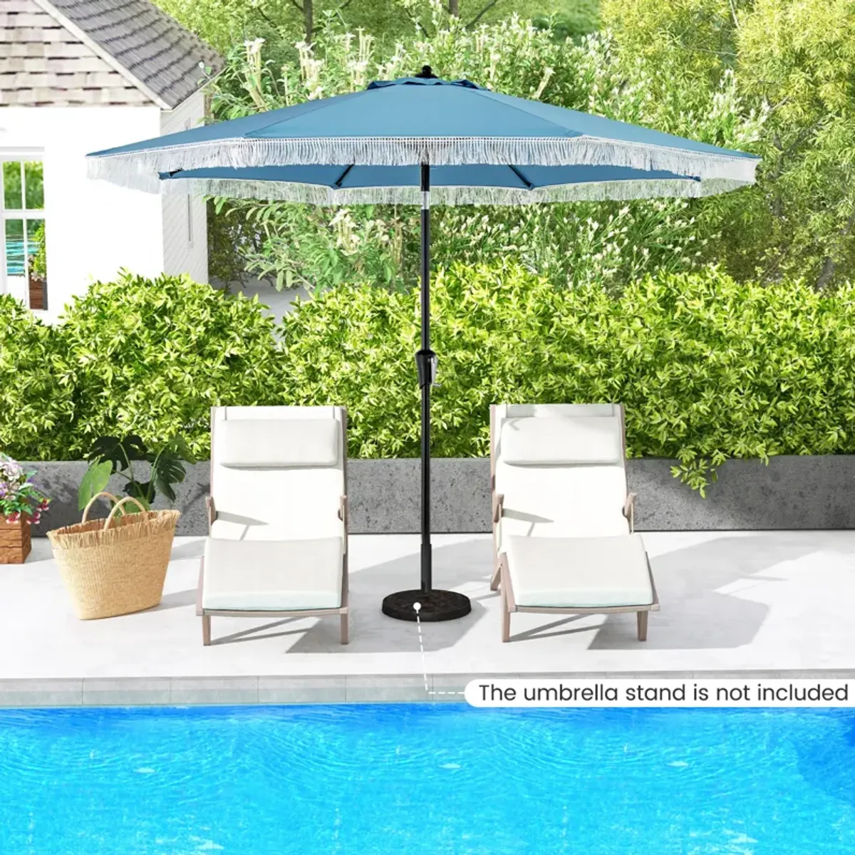 Patio Umbrella with Sun-Protective Canopy for Patio Garden Pool