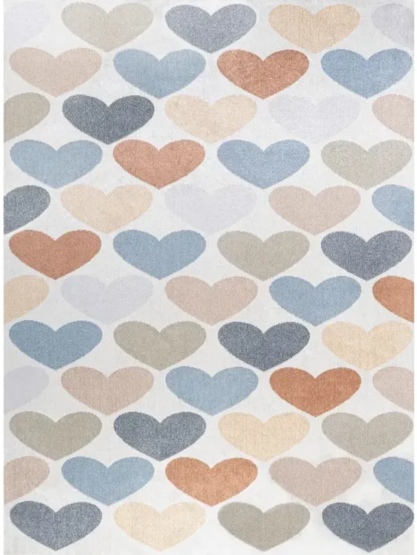 Dila Modern Hearts Geometric Machine-Washable Area Rug