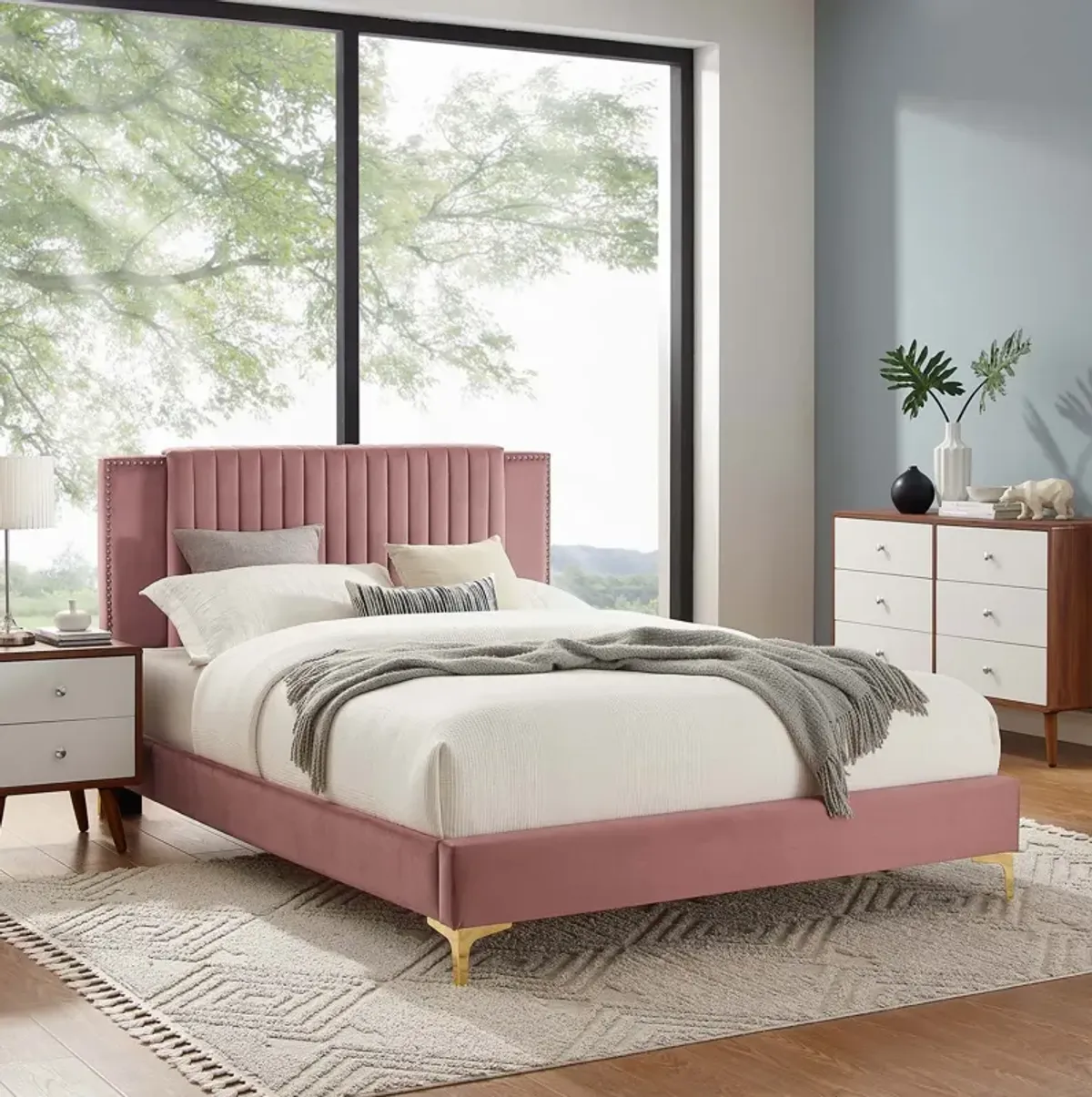 Modway - Zahra Channel Tufted Performance Velvet King Platform Bed