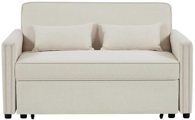 Linen Loveseat Sleeper with Pull-Out Bed & Pillows