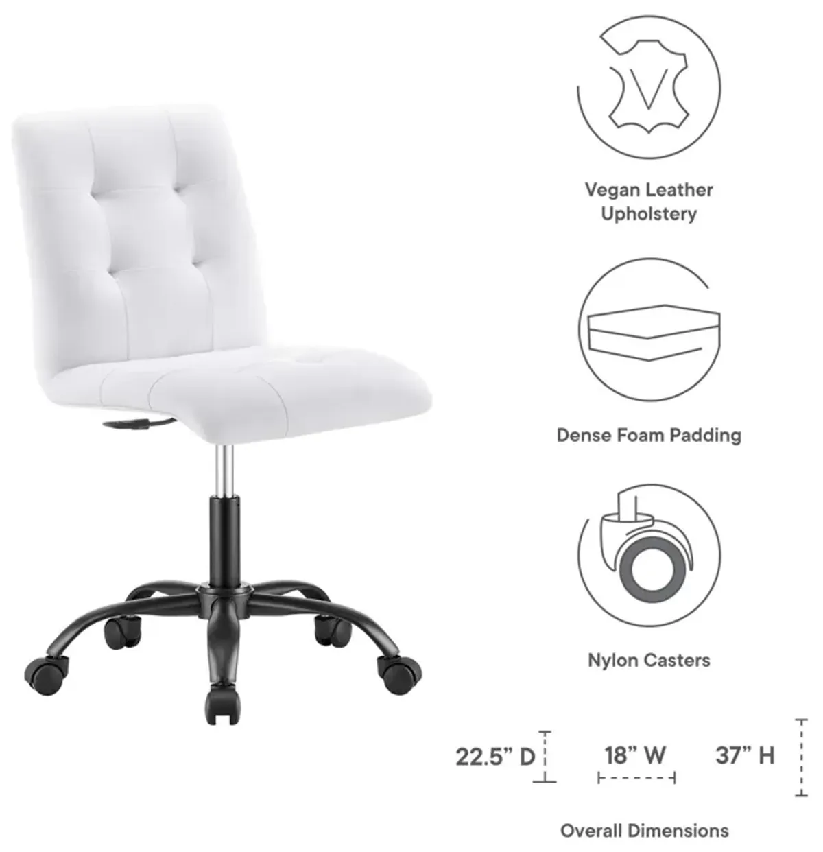 Modway Prim Home Office Desks and Chairs, Black White