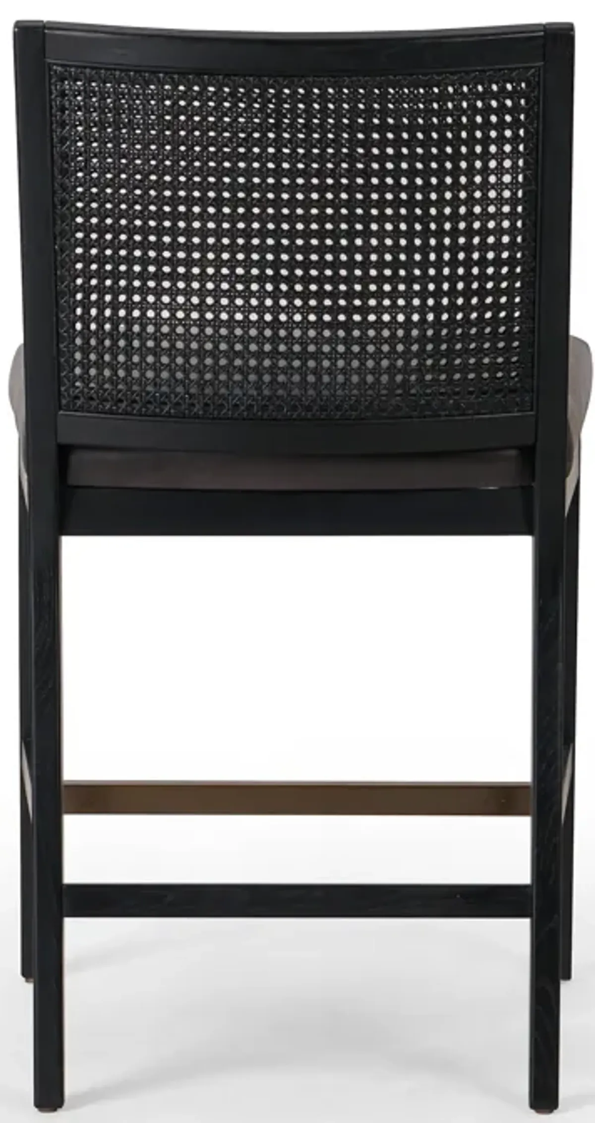 Antonia Cane Armless Leather Counter Stool in Ebony