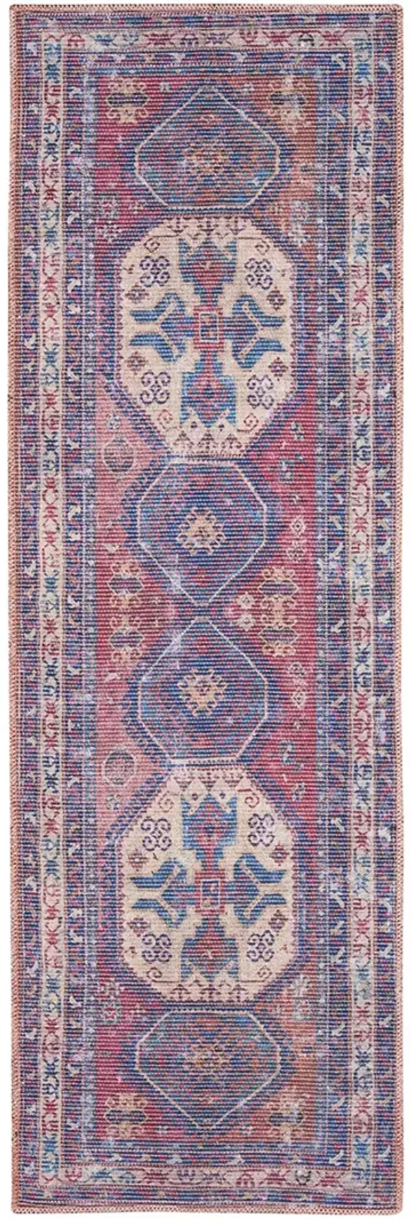 Machine Washable Series 1 SR105 Red/Navy 2'2" x 10' Rug