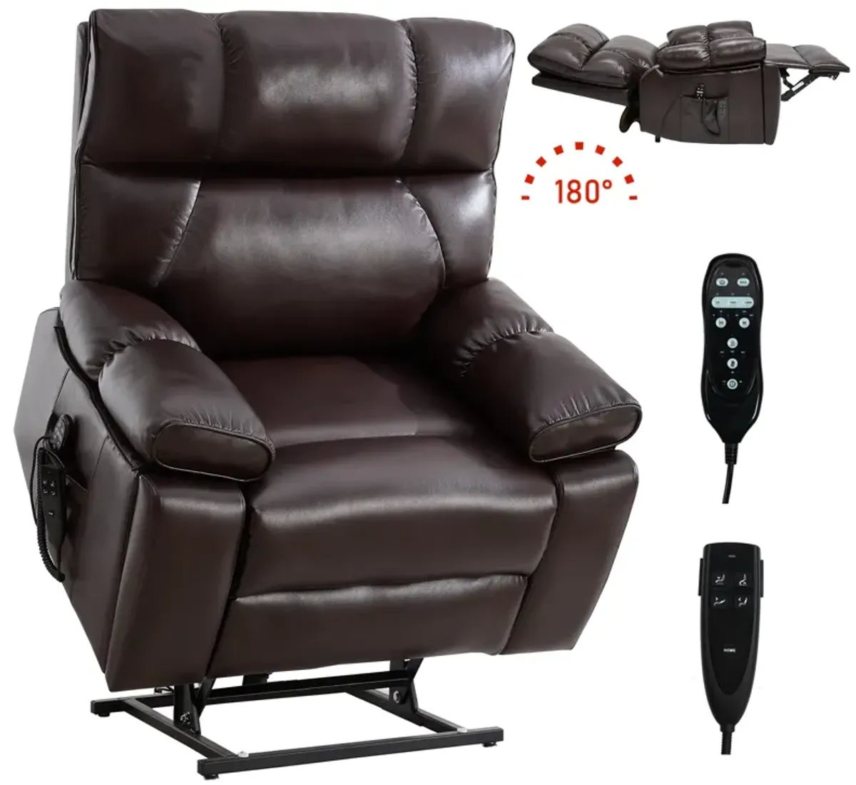 Dark Grey Power Lift Recliners with Hidden Cup Holders, Power-Remote