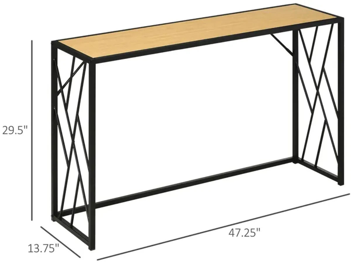 Yellow/Black Entryway: Industrial Console Table with Unique Side Panel