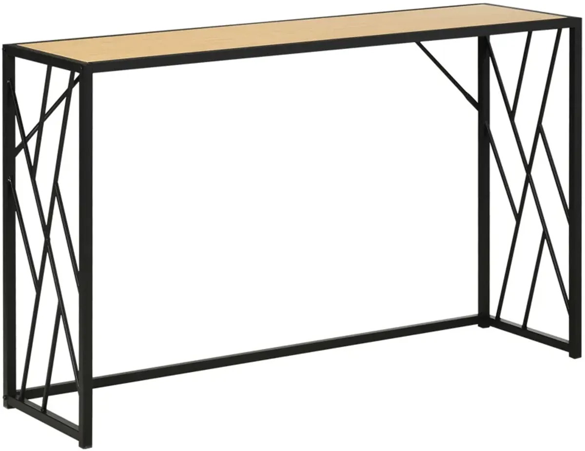 Yellow/Black Entryway: Industrial Console Table with Unique Side Panel