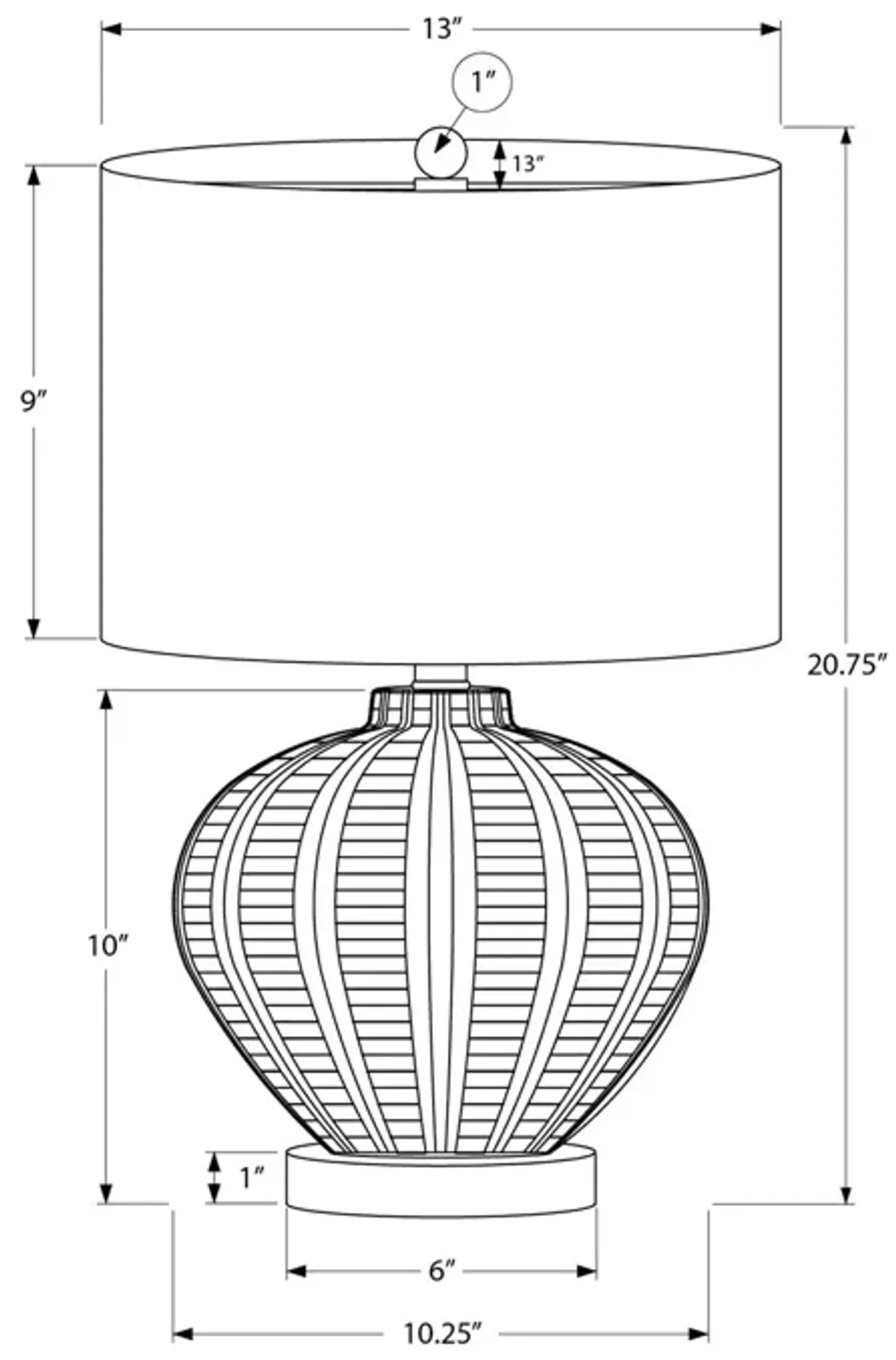 Monarch Specialties I 9617 - Lighting, 21"H, Table Lamp, Ivory / Cream Shade, Cream Resin, Transitional