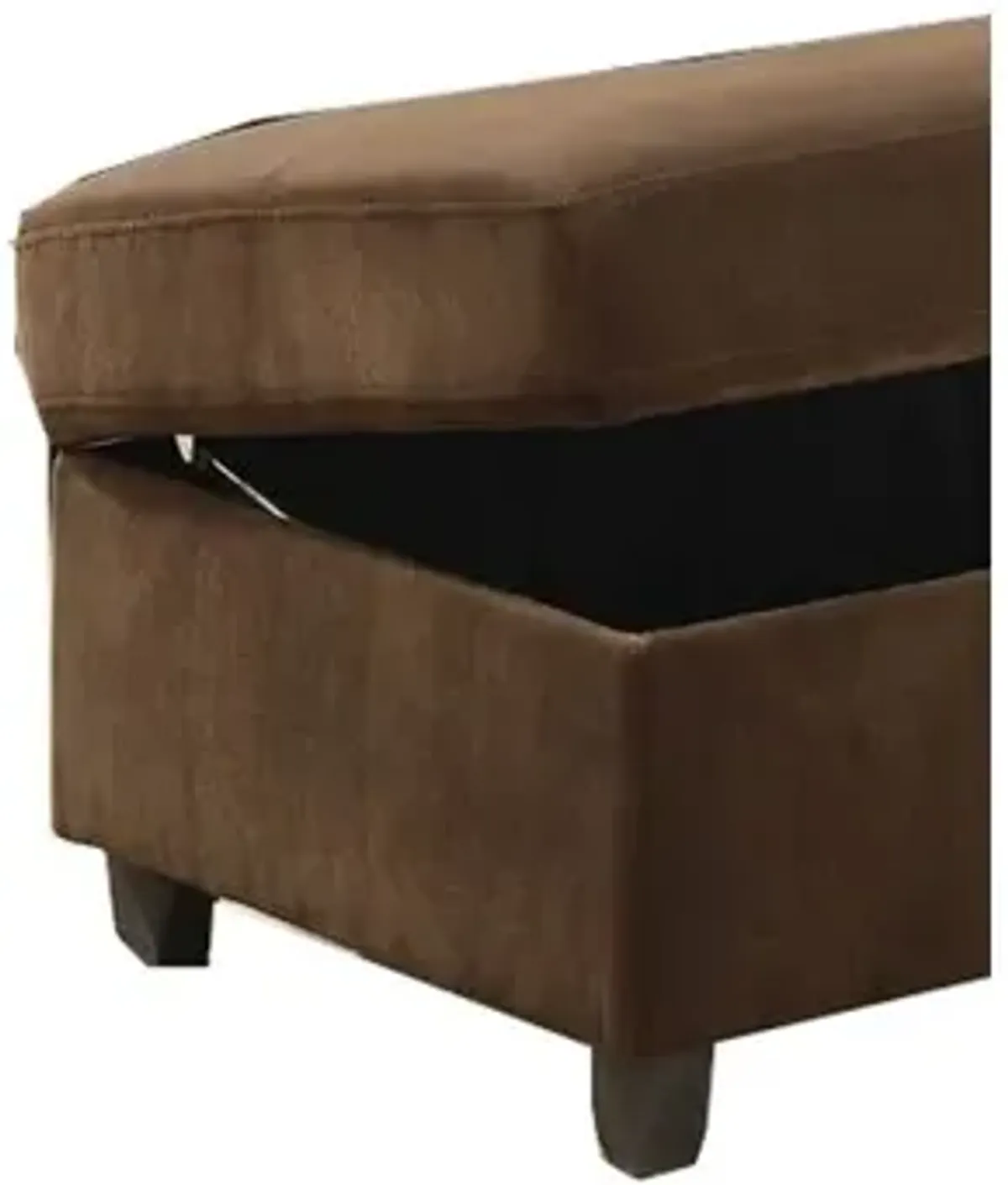 Fabric Upholstered Rectangular Ottoman with Hidden Storage, Brown - Benzara