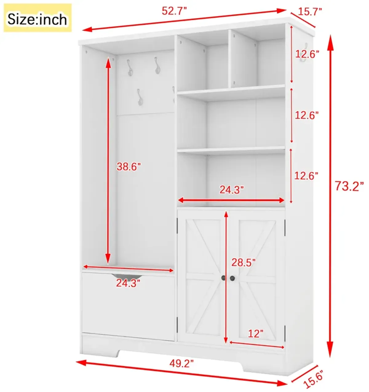 Merax Elegant Hallway Hall Tree Shoe Cabinet with Bench