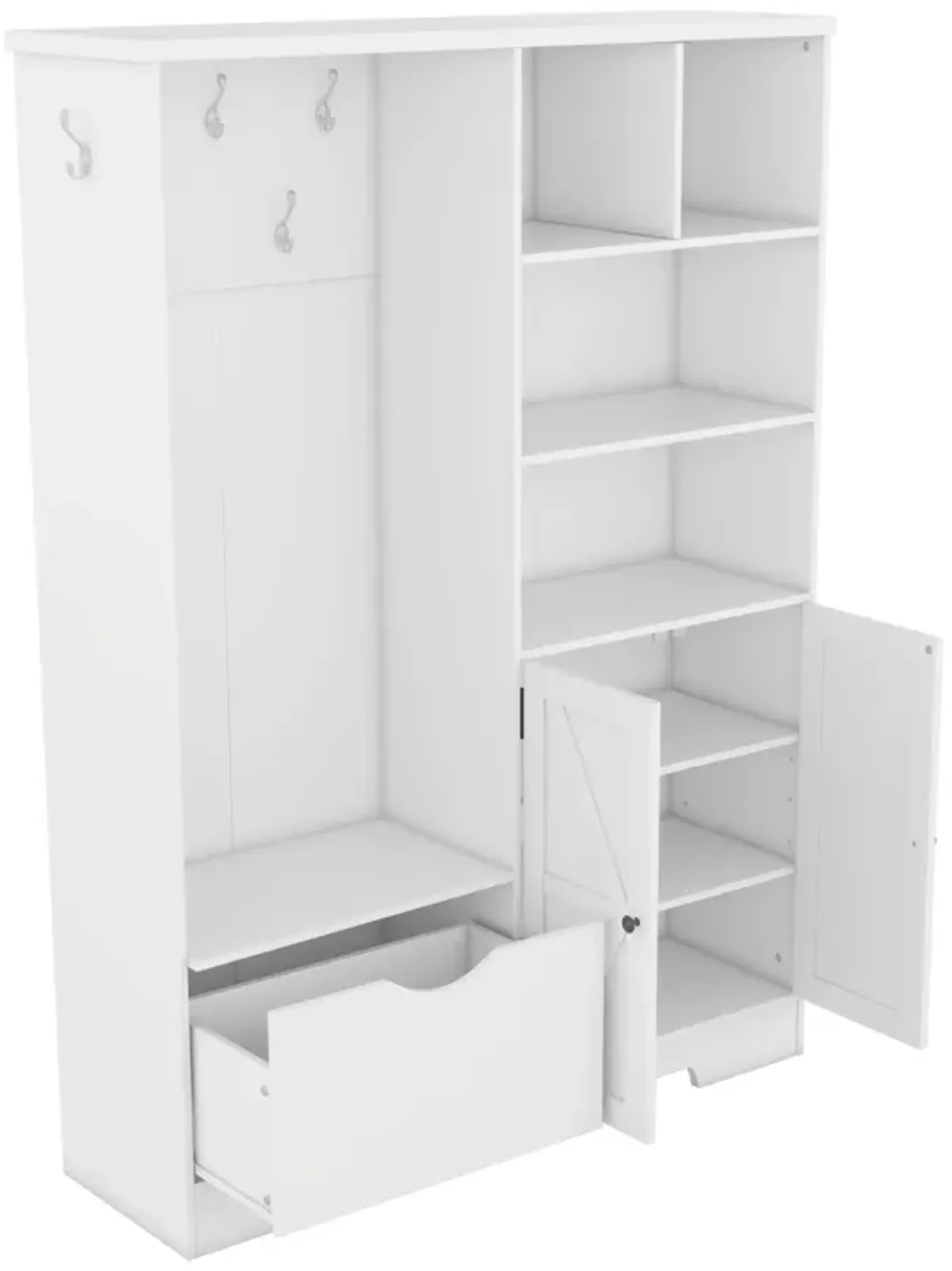 Merax Elegant Hallway Hall Tree Shoe Cabinet with Bench
