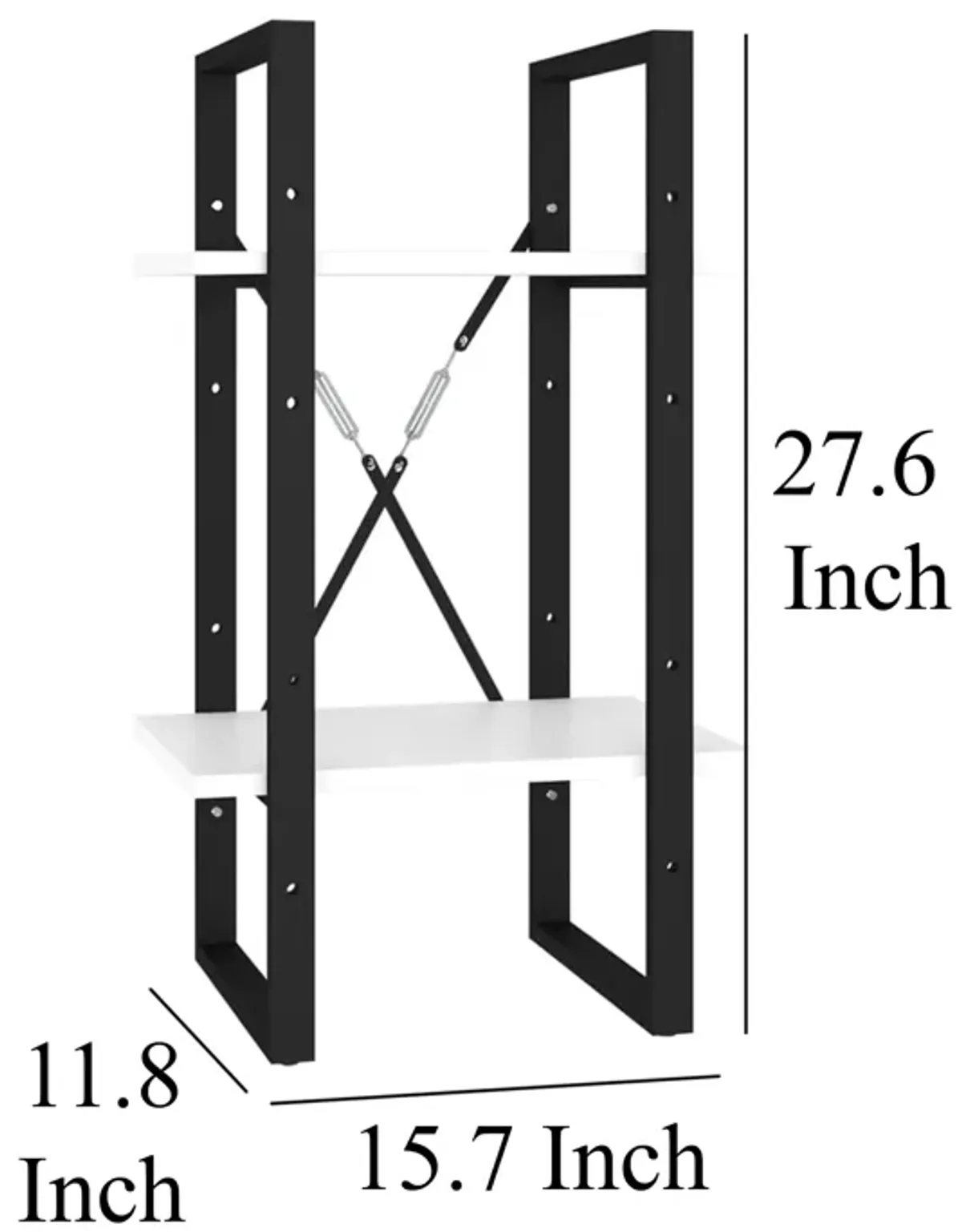 Zoe Standing Bookshelf, 28 Inch Tall, 2 Shelves, Black and White - Benzara