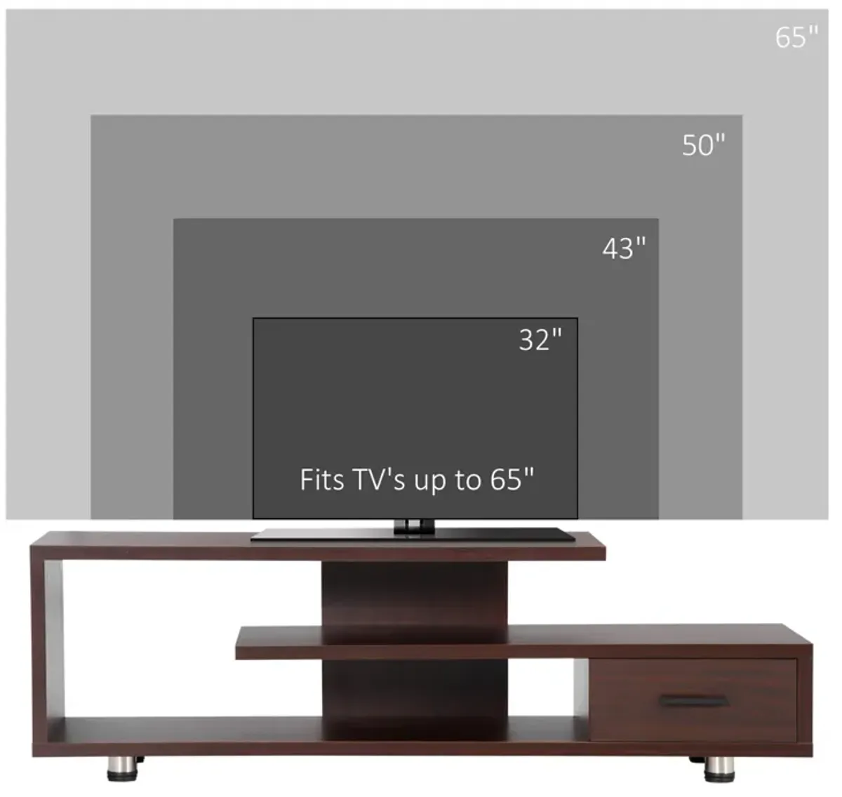 Walnut Media Storage: Chic TV Stand for 45" TVs with Drawer