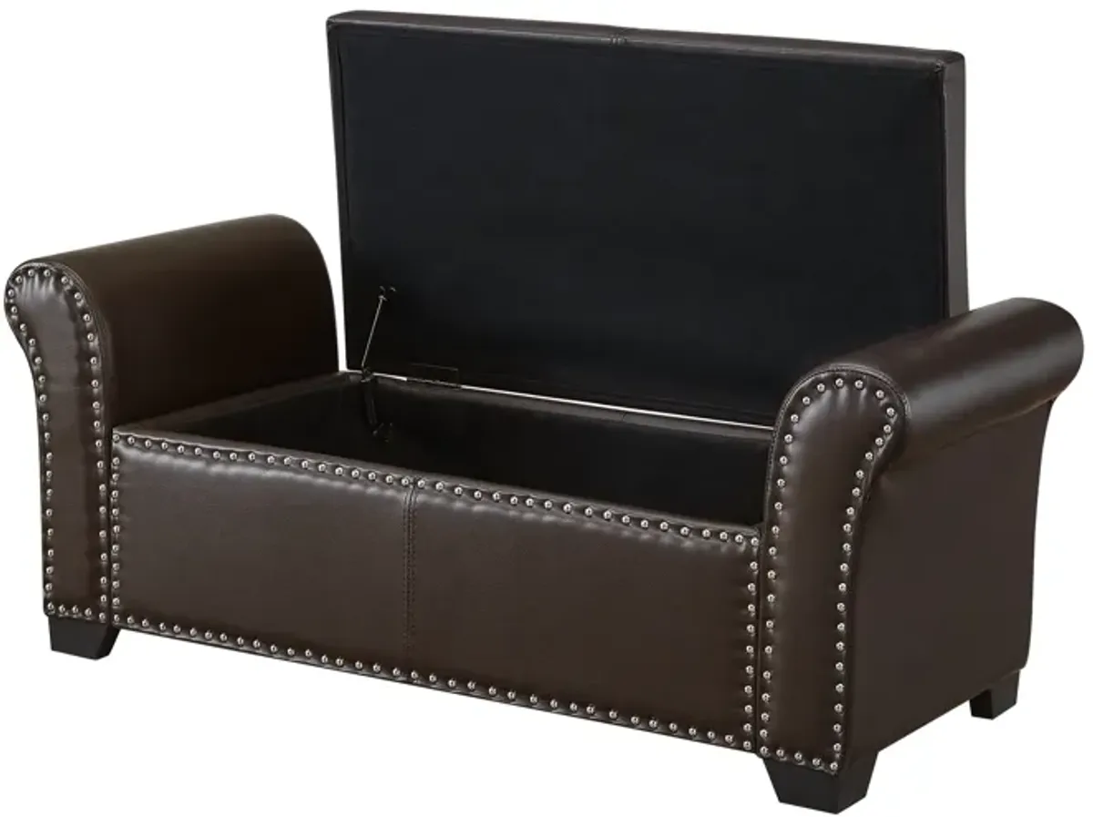 Inspired Home Edelissa Leather PU Storage Ottoman Bench