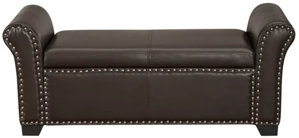 Inspired Home Edelissa Leather PU Storage Ottoman Bench