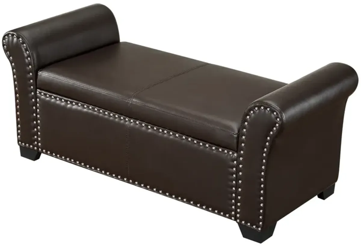 Inspired Home Edelissa Leather PU Storage Ottoman Bench