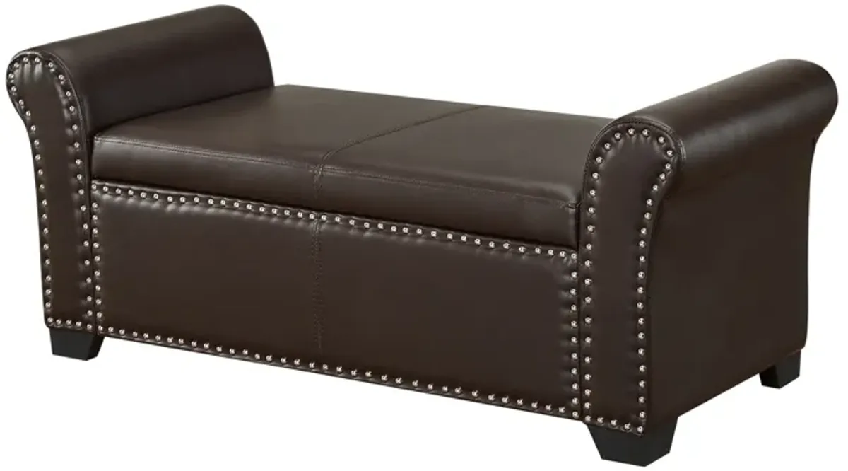 Inspired Home Edelissa Leather PU Storage Ottoman Bench