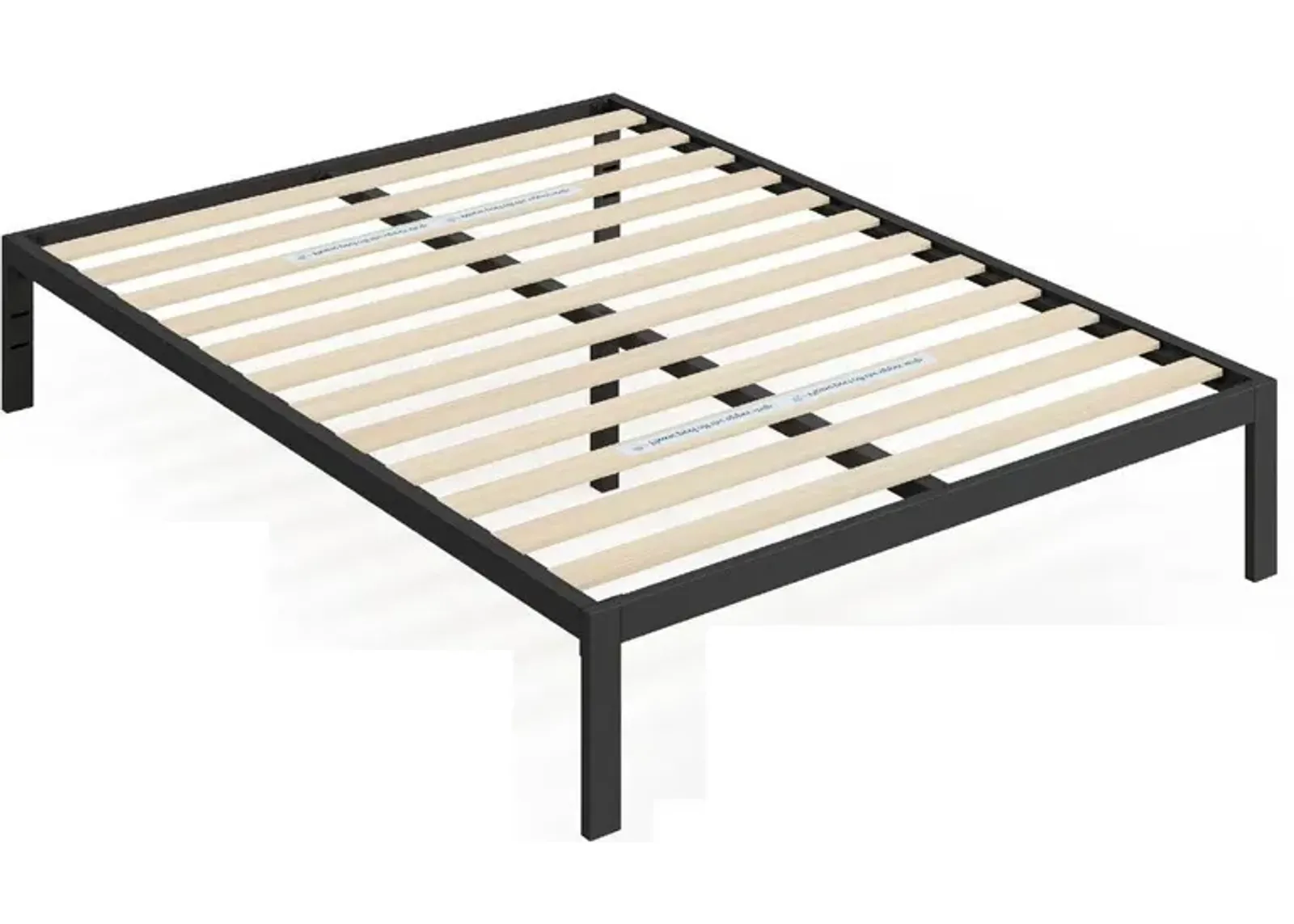 Hivvago Full Black Metal Platform Bed Frame with Wood Slats - 700 lbs Weight Capacity