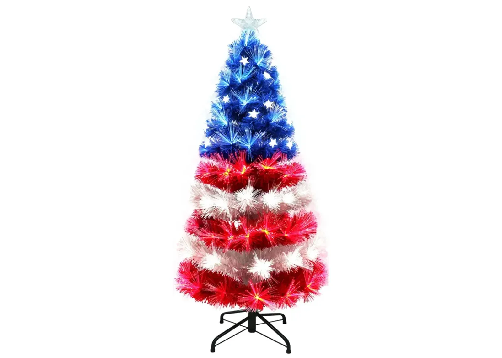 4' Pre-Lit Fiber Optic Patriotic Artificial Christmas Tree  Multi-Color Lights