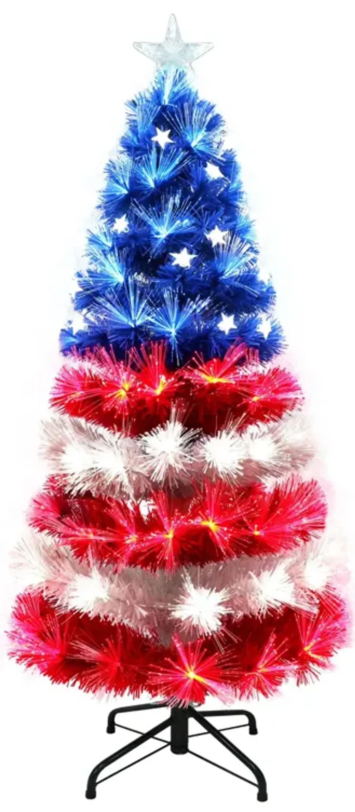 4' Pre-Lit Fiber Optic Patriotic Artificial Christmas Tree  Multi-Color Lights