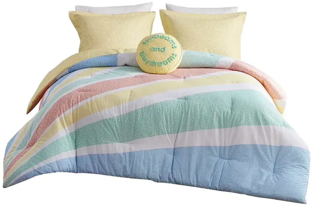 Gracie Mills Arianell Vibrant Rainbow Sunburst Reversible Cotton Comforter Set