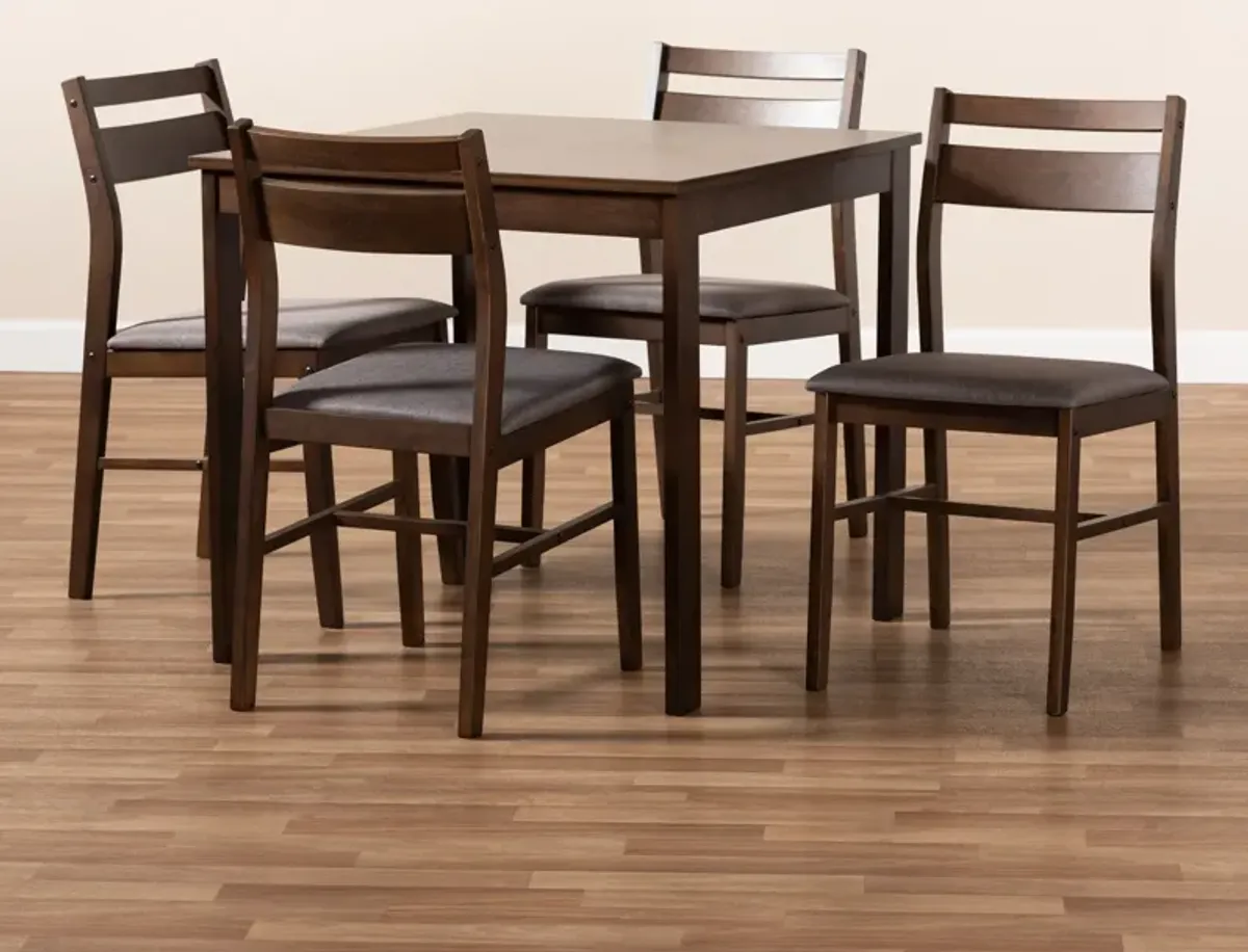 Baxton Studio Lovy Modern and Contemporary Gray Fabric Upholstered 5 Piece Wood Dining Set