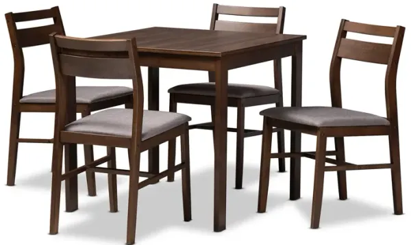 Baxton Studio Lovy Modern and Contemporary Gray Fabric Upholstered 5 Piece Wood Dining Set