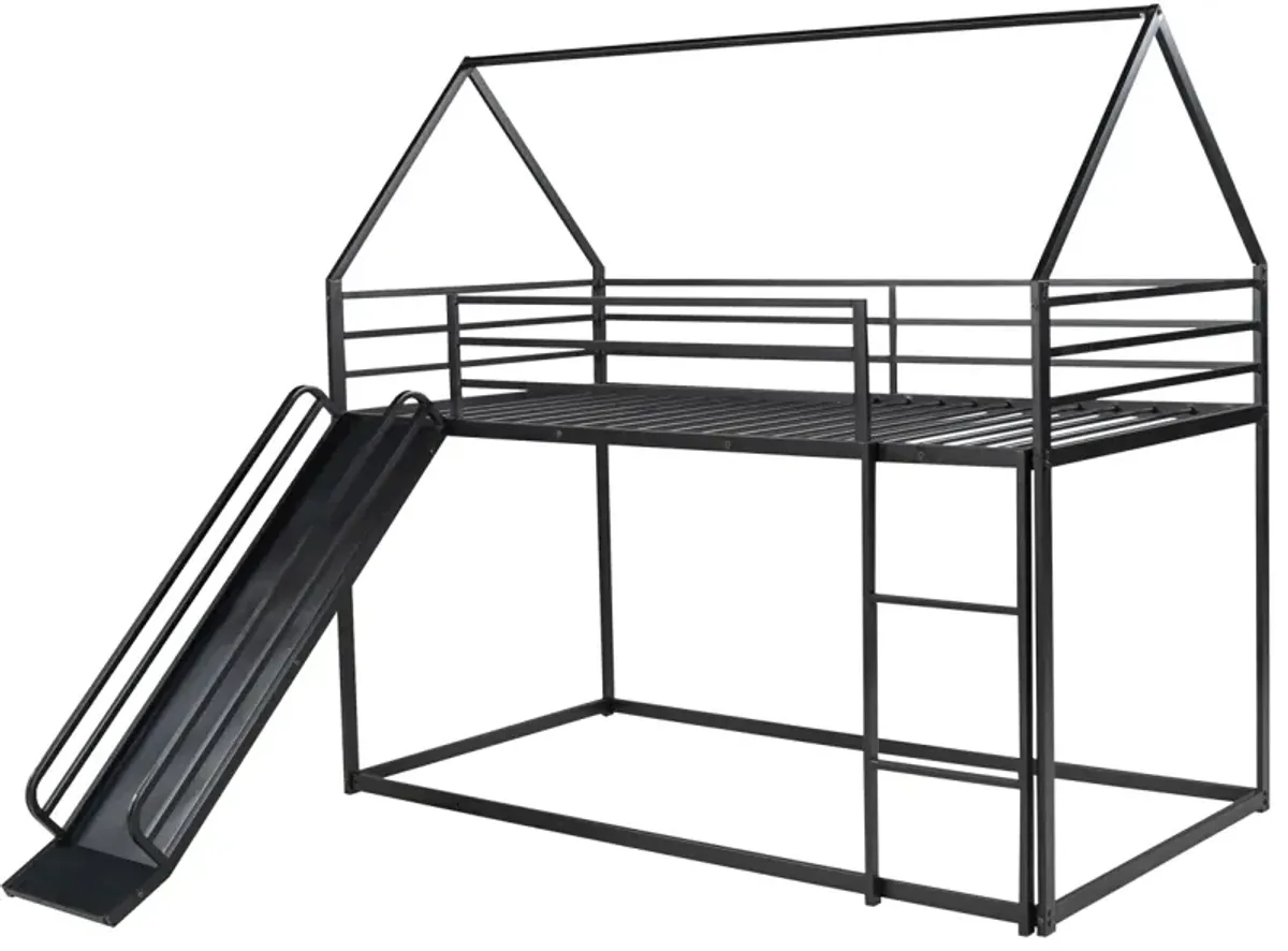 Twin over Twin House Bunk Bed with Ladder and Slide