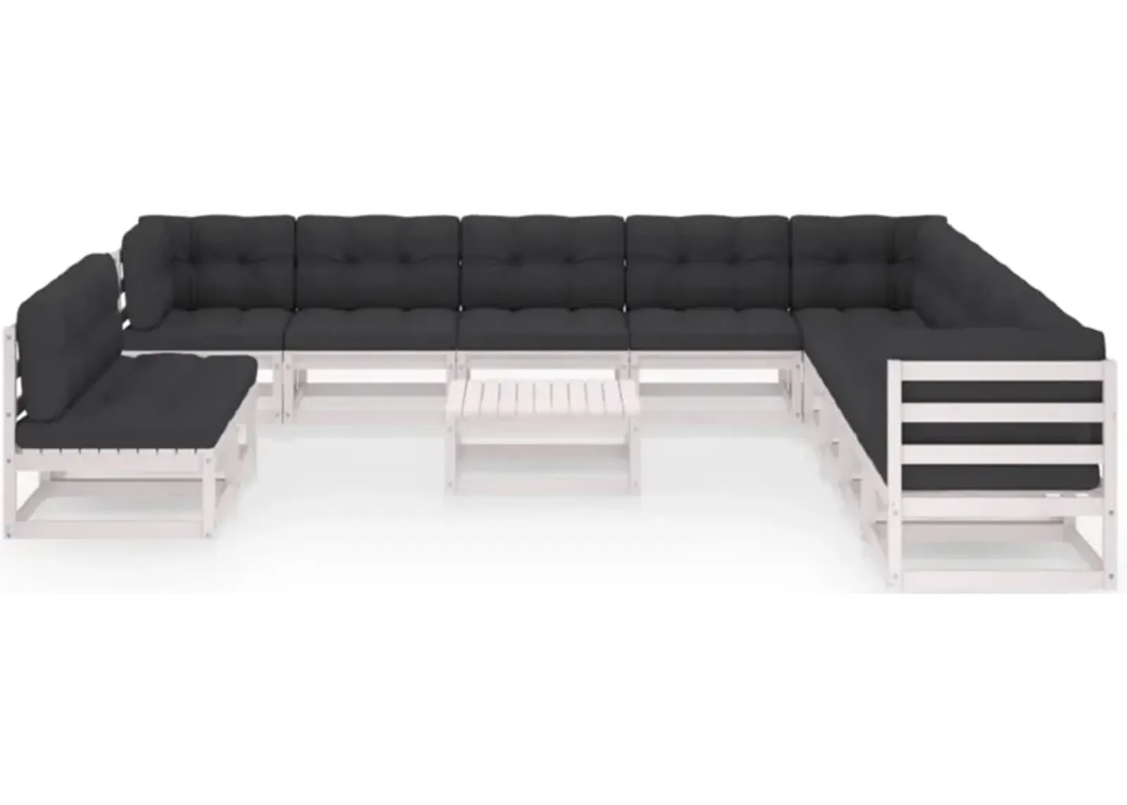 vidaXL 12 Piece Garden Lounge Set with Cushions White Solid Pinewood