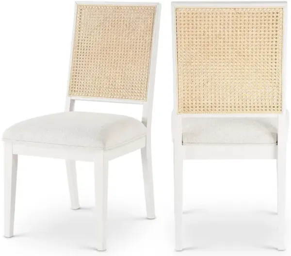 Meridian Furniture Butterfly Cream Linen Textured Fabric Dining Chair, Set of 2