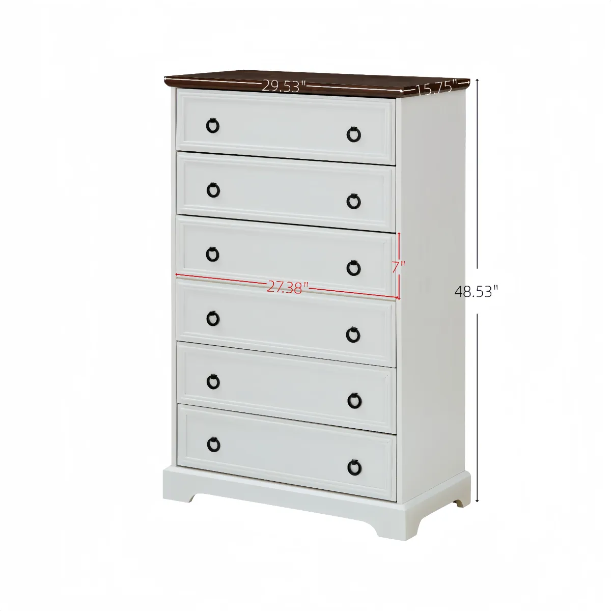 Gewnee Modern 6 Drawer Dresser, Dressers for Bedroom, Tall Chest of Drawers Closet Organizers & Storage Clothes - Easy Pull Handle, Textured Borders Living Room, Hallway,L 29.53''*W15.75''*H48.03''