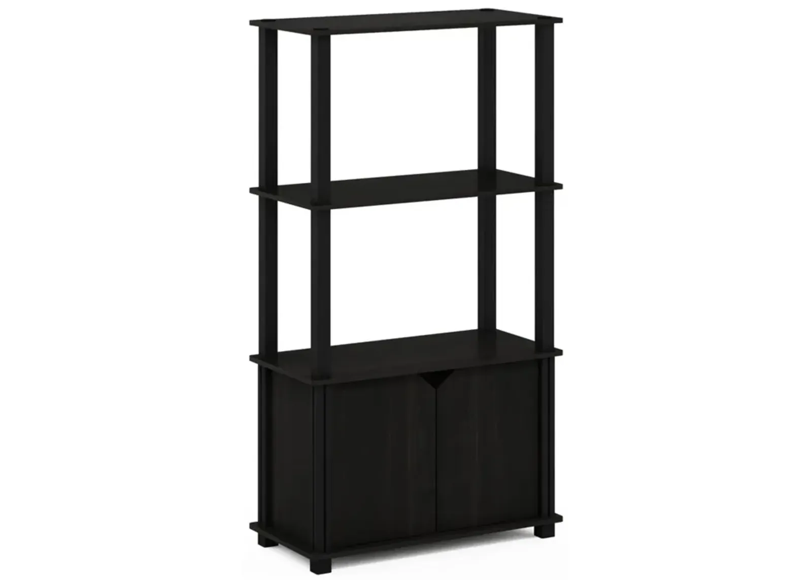 Furinno Brahms 4-Tier Multipurpose Bookcase/Bookshelf/Display Shelf/Display Rack with Door, Espresso/Black