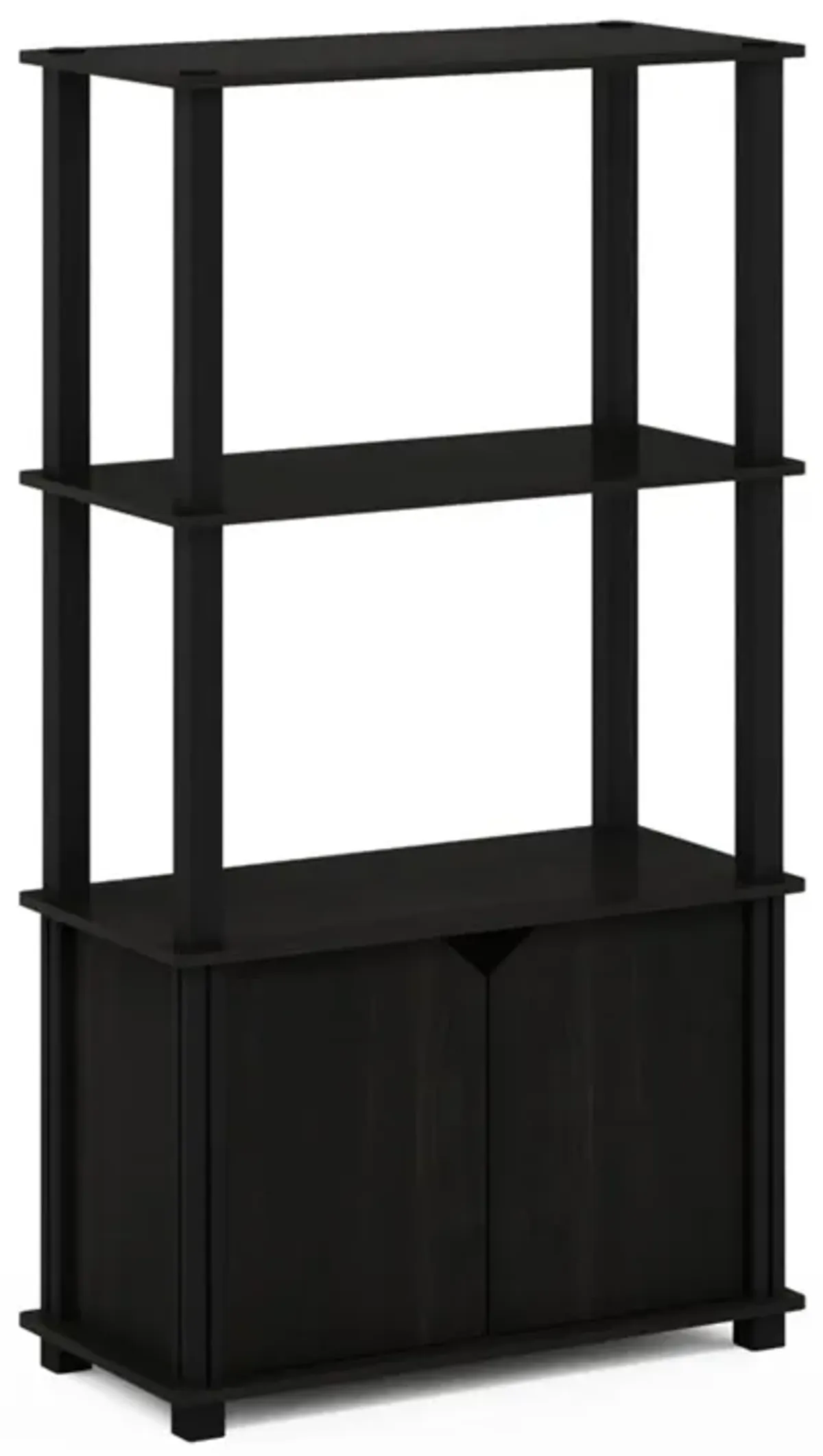 Furinno Brahms 4-Tier Multipurpose Bookcase/Bookshelf/Display Shelf/Display Rack with Door, Espresso/Black