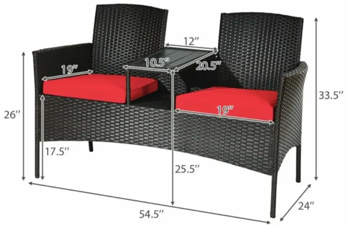 Hivvago Patented Modern Patio Set with Built-in Coffee Table and Cushions