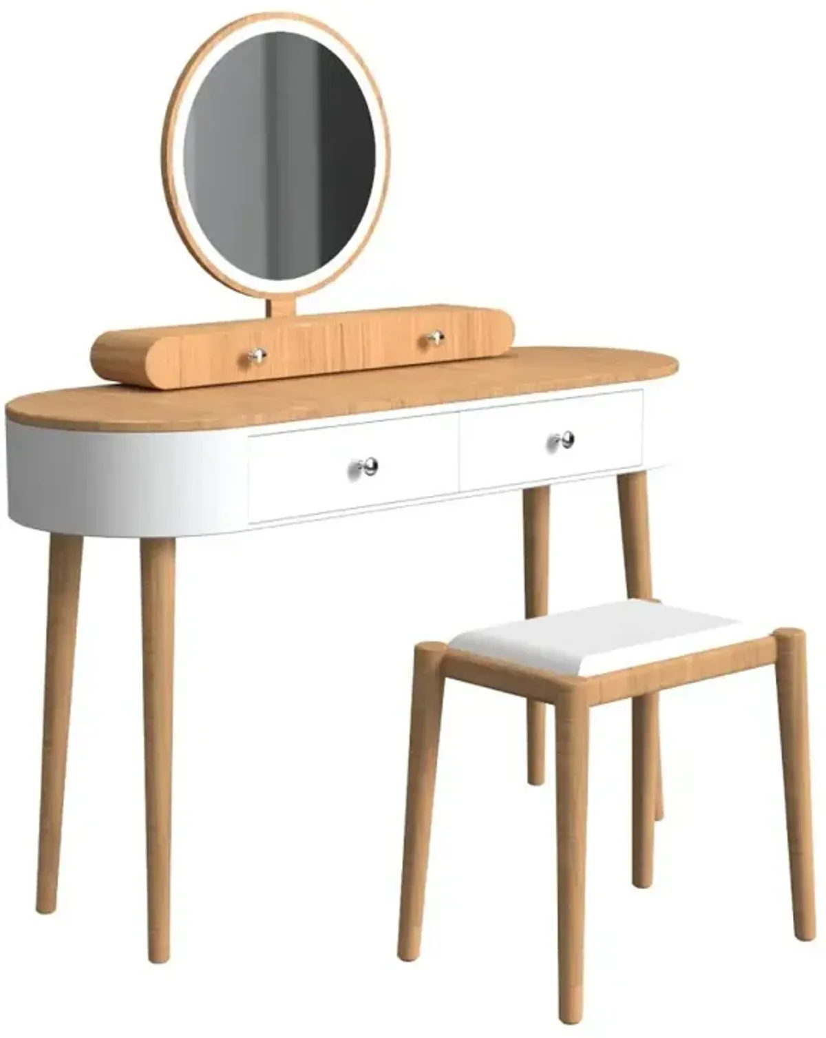 Makeup Vanity Table Set with LED Mirror and 3 Spacious Drawers