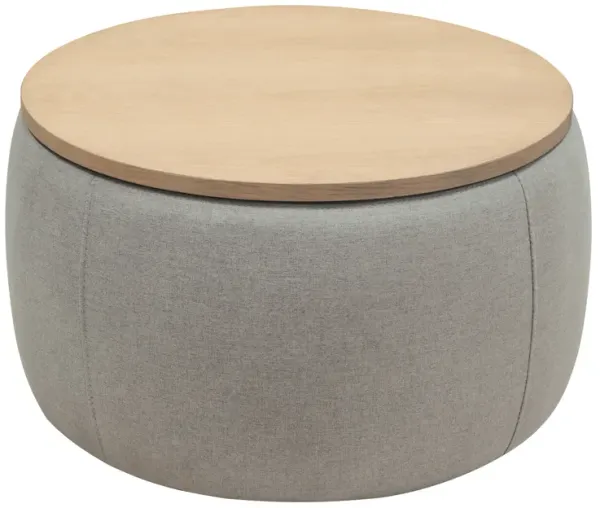 Hivvago 2 in 1 Round Storage Organizer and Foot Stool with Wooden Lid