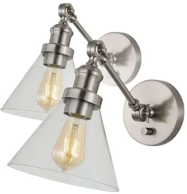 Cowie Iron/Glass Adjustable LED Wall Sconce (Set of 2)