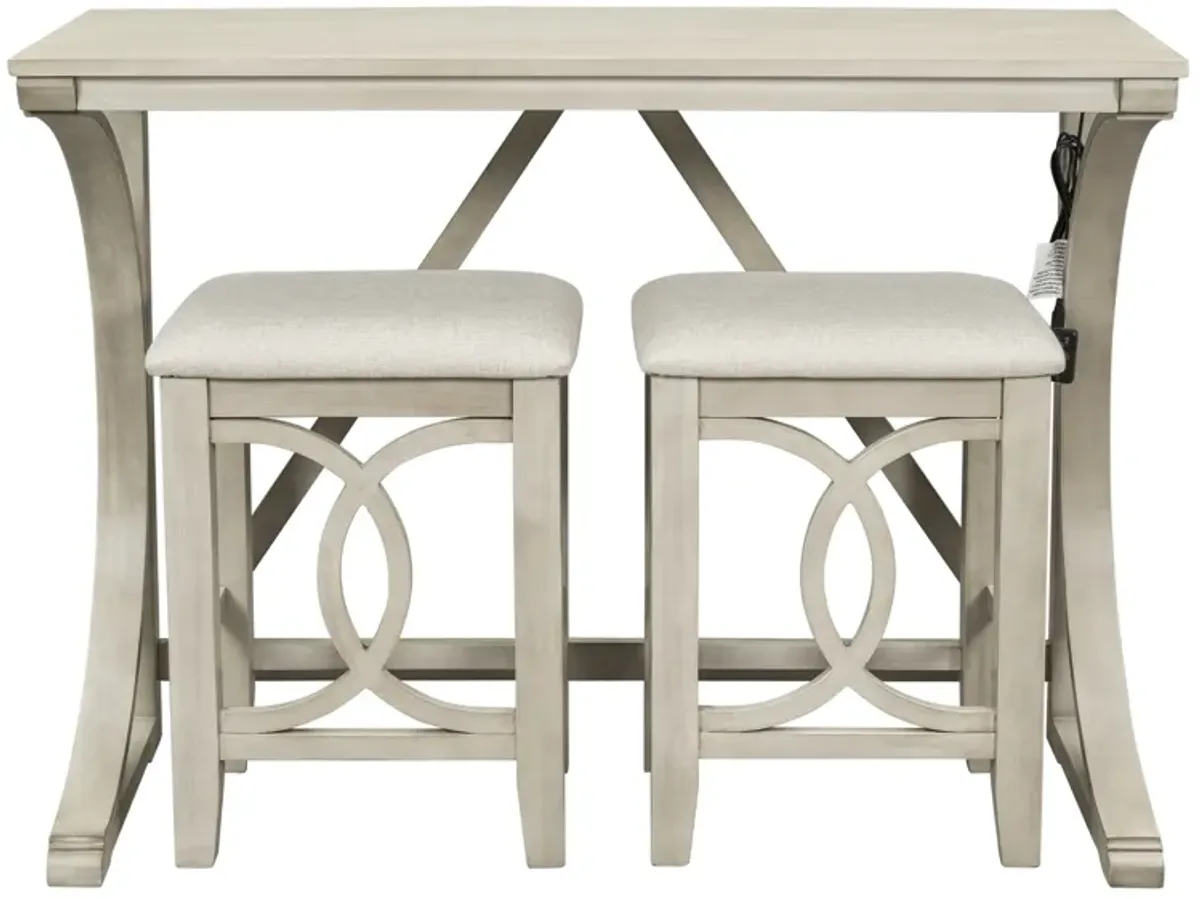 Merax 3-Piece Counter Height Dining Table Set with USB