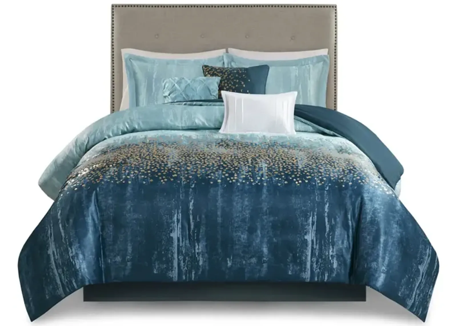 Gracie Mills Bernadine 7-Piece Metallic Print Comforter Set