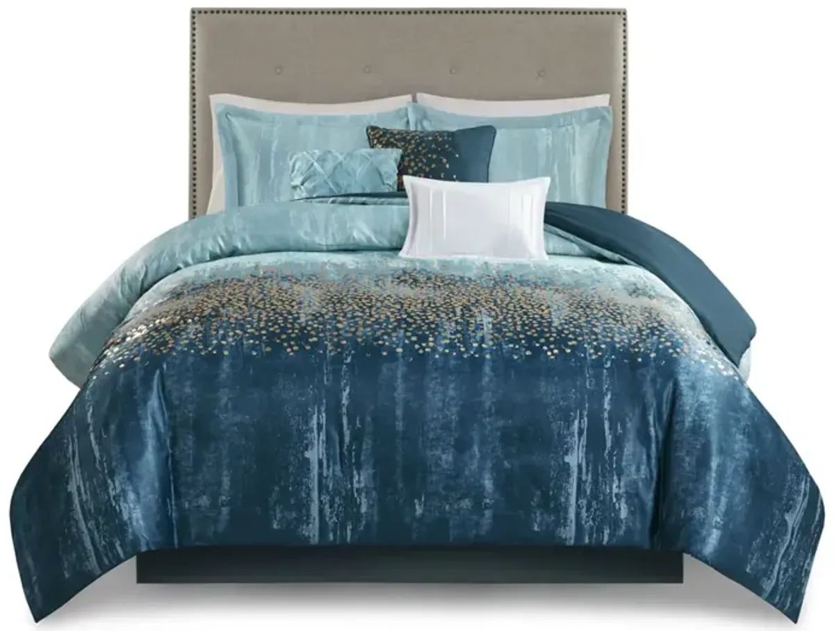 Gracie Mills Bernadine 7-Piece Metallic Print Comforter Set