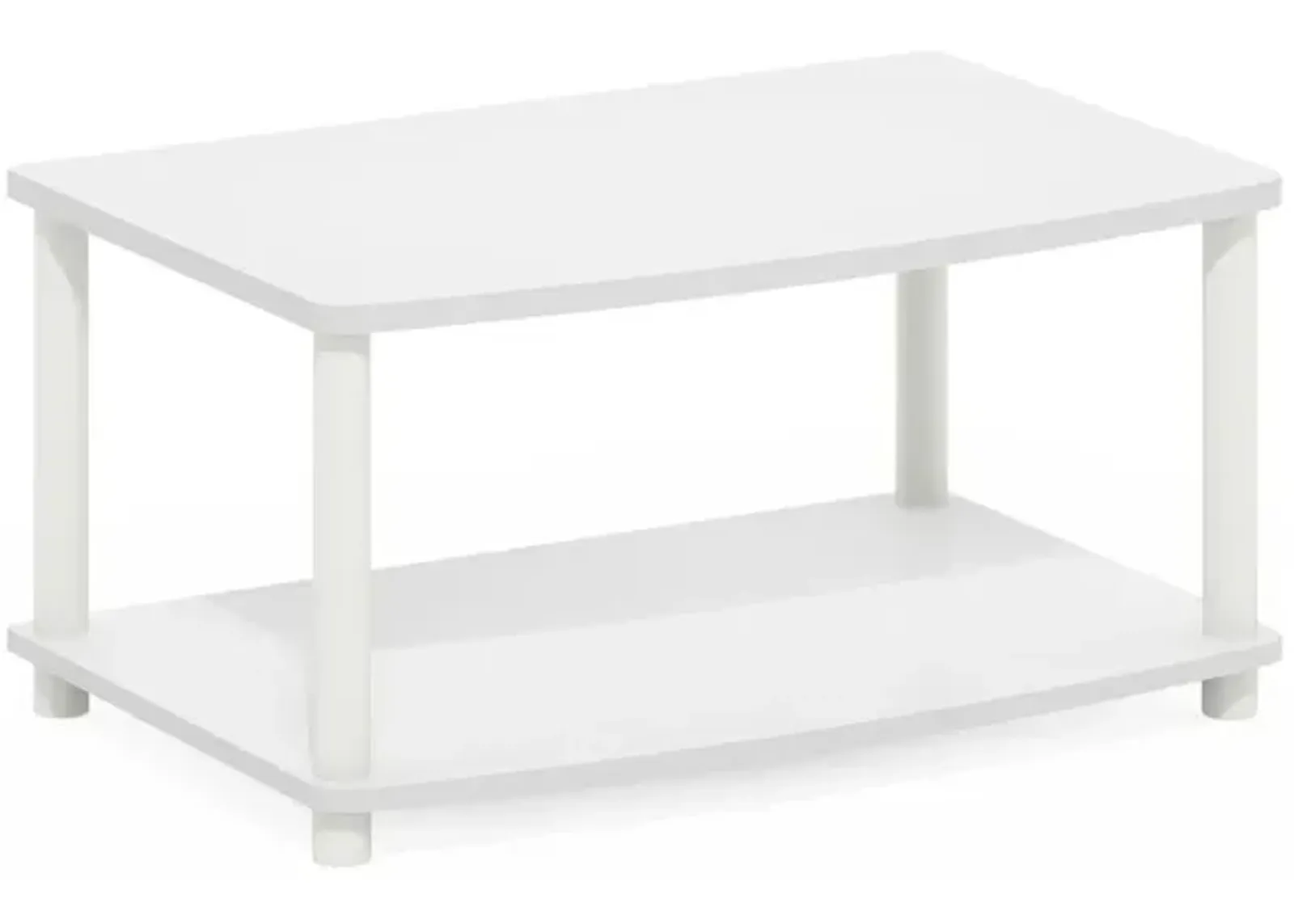 Turn-N-Tube No Tools 2-Tier Elevated TV Stands, White/White