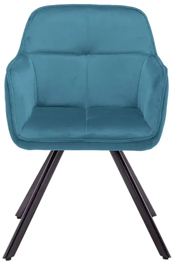 Tufted Velvet and Metal Dining Arm Chair