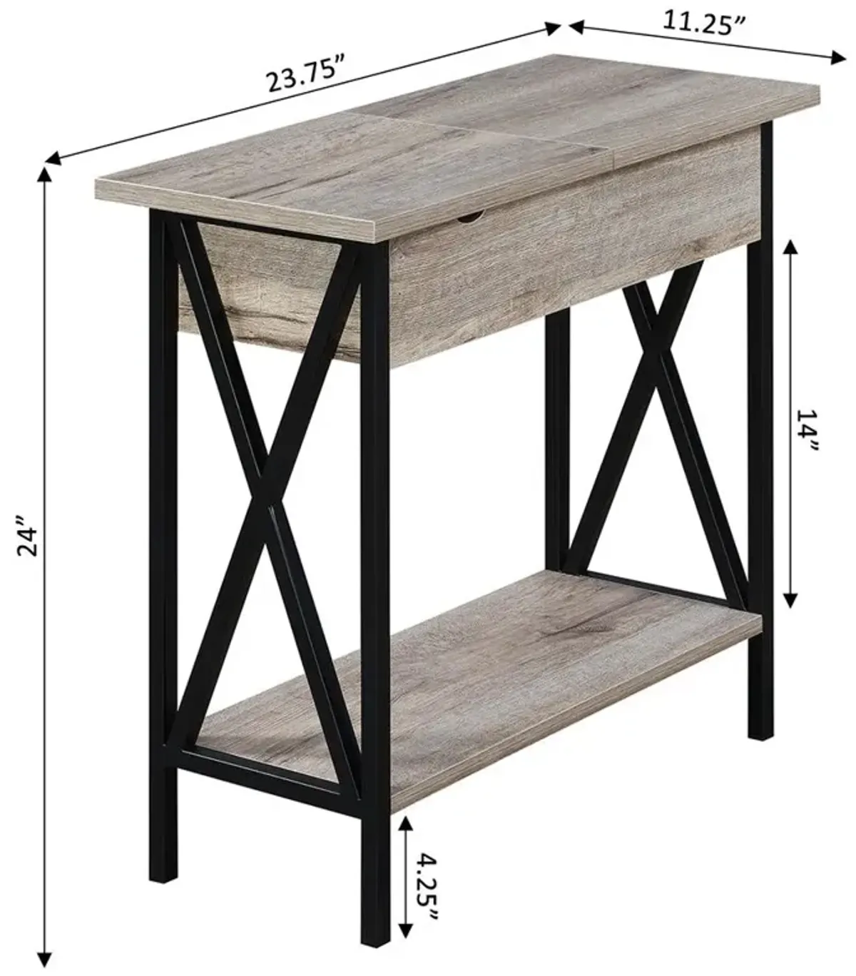 Convience Concept, Inc. Tucson Flip Top End Table with Charging Station and Shelf